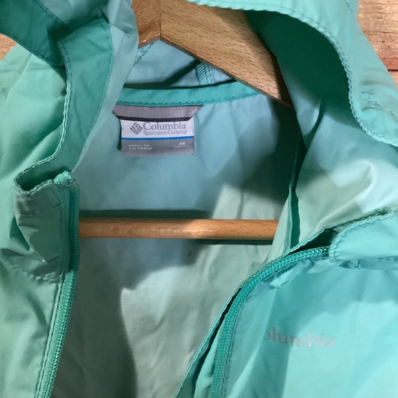 Little Girls Windbreaker Jacket Columbia Teal Green Full Zip Size 10/12 - Picture 3 of 5